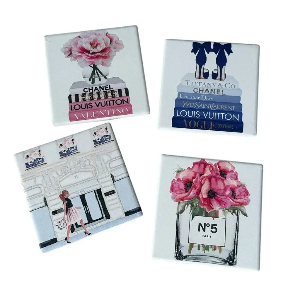 Amanda Greenwood Couture Ceramic Coasters Luxury Designer Inspired Glam Gift Set